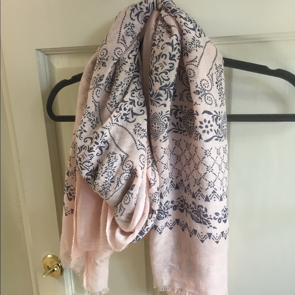 Pink and Navy Paisley Scarf